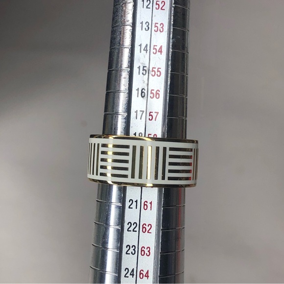 M LOUIS VUITTON LV Damier Berg White Gold Plated Ring Size 9-1/4 (M, 20) NWOT - Picture 9 of 14